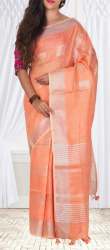 Fancy Peach Linen saree