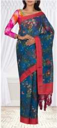 Fancy Printed Linen Saree