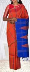 Fancy Red and Blue Jute saree by Sri Palam Silk Sarees