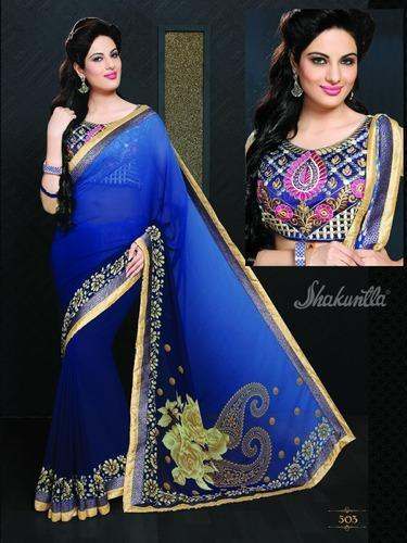 Ladie Digital Printed Blue Sarees