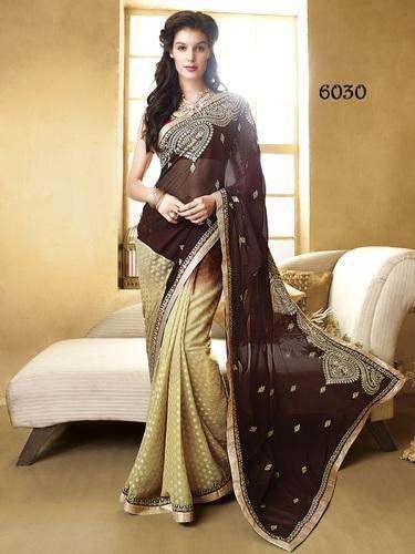 Ladies Designer Brown Sarees
