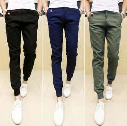 Men Casual Wear Plain Chinos 