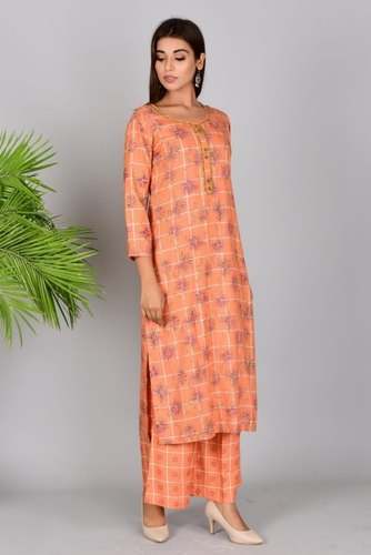 Kadhaee Printed kurti with plazzo by Sai Kripa Overseas