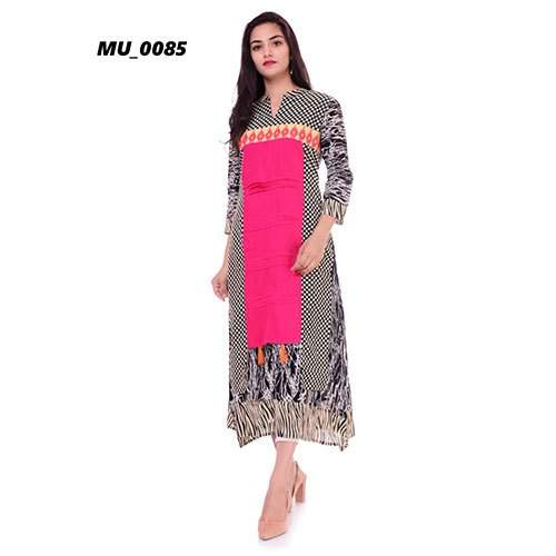 MU0085 Rayon Printed Kurti by Sai Kripa Overseas