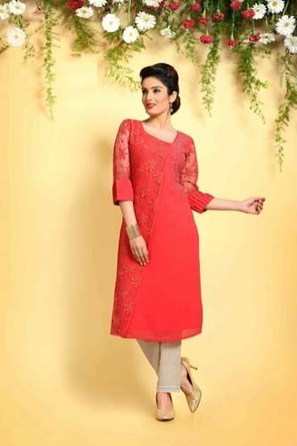 Georgette kurti with lace by Kalpana Clothing Co