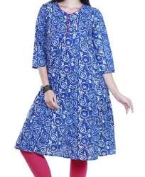 Blue Printed Short Kurtis