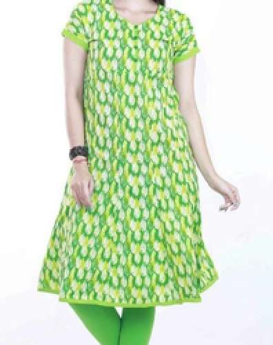 Green Short Sleeve Cotton Kurtis