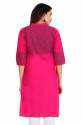 Pink Cotton Printed Kurtis thumb 1