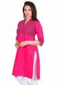 Pink Cotton Printed Kurtis thumb 2