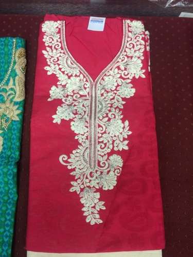Embroidered Red Dress Material 
