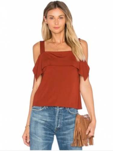 Off Shoulder Plain Red Western Top  by Indo Shine Industries