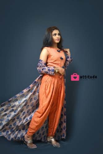 Party wear Crop top with Dhoti And jacket  by Attitude Creation