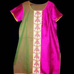 Casual Wear Pink and Green Kurti 
