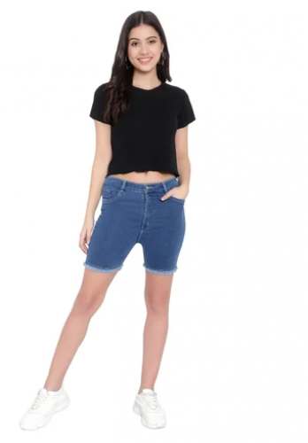 Casual Wear Women Denim Shorts  by Dev Garments