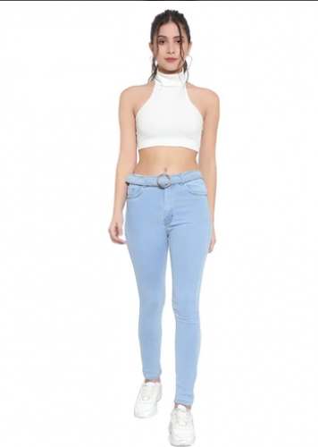 Ladies Narrow Jeans with Belt Designs  by Dev Garments