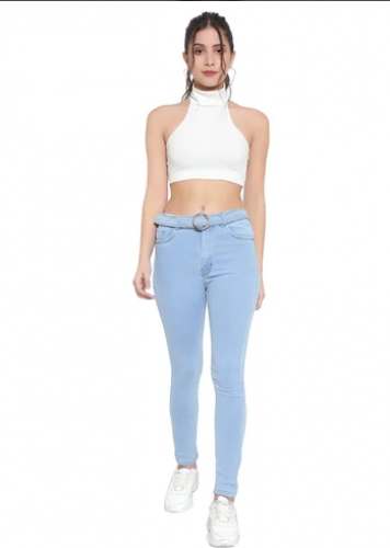 Ladies Narrow Jeans with Belt Designs  by Dev Garments