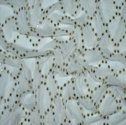 New White Sequence Embroidery Georgette Fabric