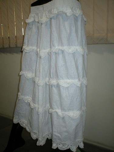 Designer White Long Cotton Skirt by Sai Baba Overseas