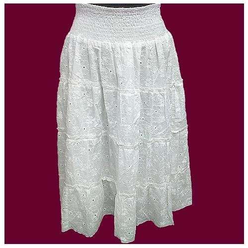 Lucknowi Style Chifli Work White Skirt by Sai Baba Overseas