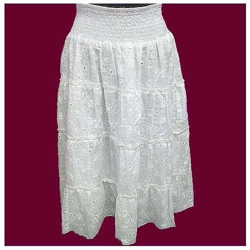 Lucknowi Style Chifli Work White Skirt