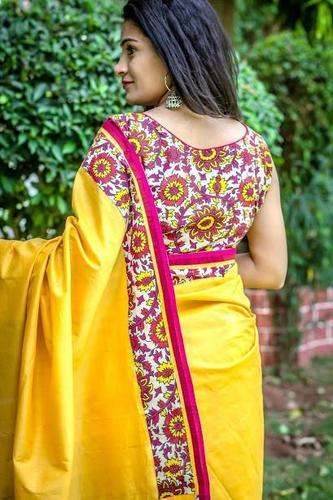 yellow cotton silk saree