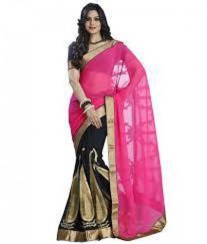 Latest Blue and Pink half n Half Saree