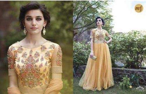 Wedding wear Embroidered Semi stitched suit  by Veena Trendy Collection