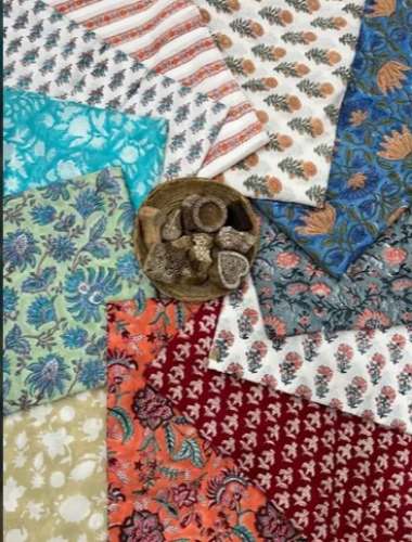 220GSM Block Print Cotton Fabric 