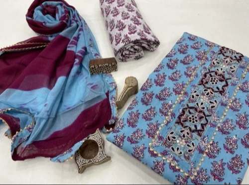 Fancy Cotton Gota Patti suit Material 