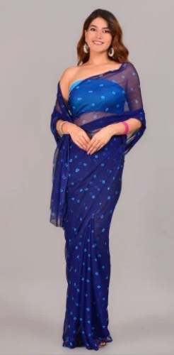 Regular wear Chiffon Bandhej Saree  by Bagru Hast Kala Printers