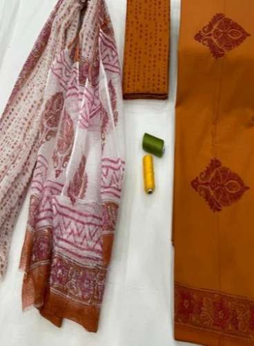Stylish Cotton Dress Material With Kota Dupatta 