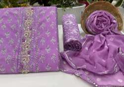 Trendy Cotton Dress Material With Chiffon Dupatta 