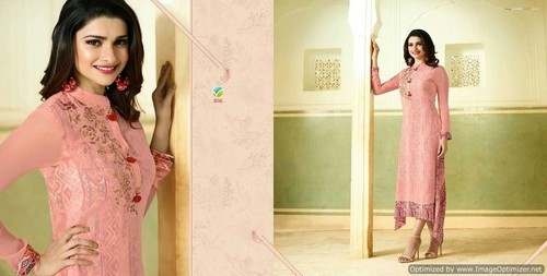Peach Beautiful Embroidered Party Wear Kurtis