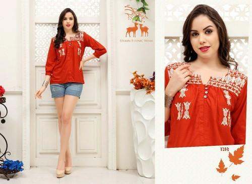 Red Beautiful Designer Shorts Tops