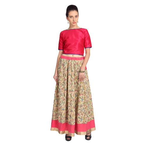 Pink Block Print Skirt