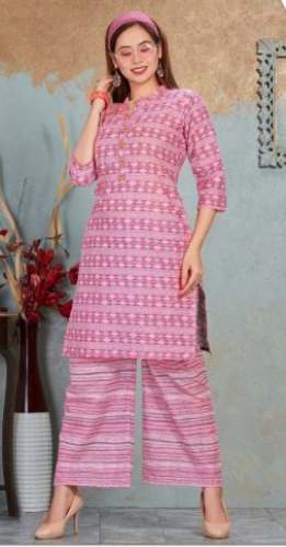 Buy Pink Kurti Pant Set By Ajmera Fashion by Ajmera Fashion