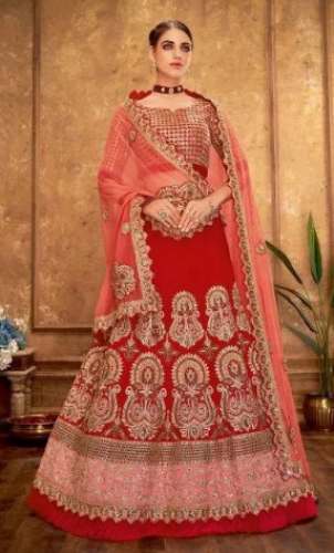 Embroidery Red Bridal Lehenga By Ajmera Fashion
