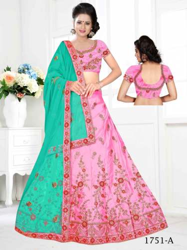 Floral Embroidery Silk Lehenga 