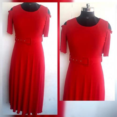 Dark red Western One Piece Dress
