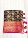 Wedding wear Pink and Blue jacquard Brocade saree