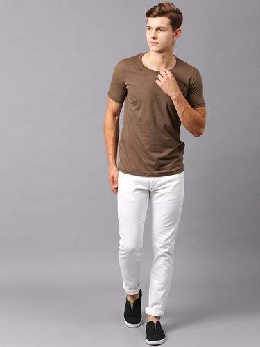 Men Plain White Jeans