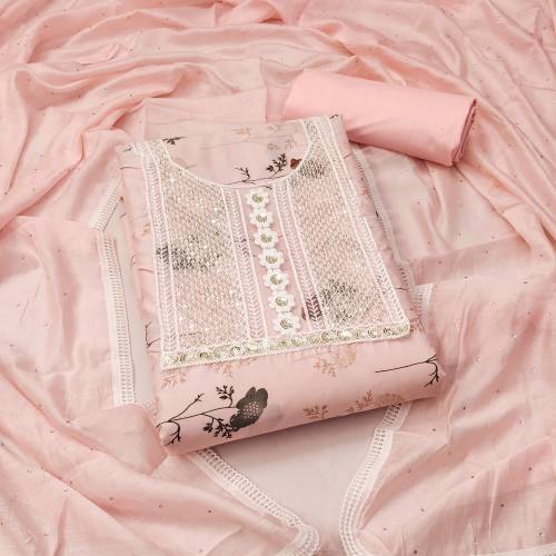 beautiful cotton diamond work  dress material 