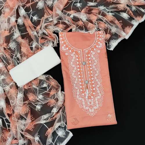 Designer Chanderi Cotton Dress Material 