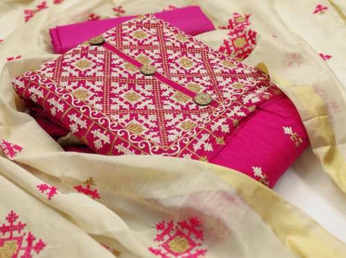 Designer Chanderi  Festive Wear Dress Material 