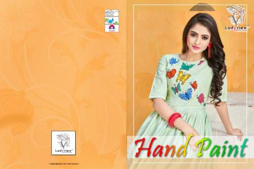 Designer Hand Pain with Hand Work Stitch Kurtis 