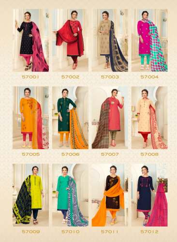 Designer Heavy Cotton Era Slub Embroidered Suit 