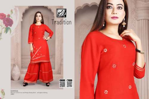 Designer Heavy Rayon Kurti With Gharara