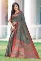 Designer Linen Cotton Saree thumb 2
