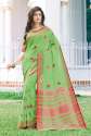 Designer Linen Cotton Saree thumb 5