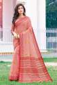 Designer Linen Cotton Saree thumb 6